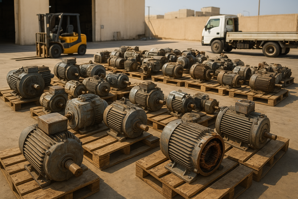 Industrial motors prepared for electric motor scrap buyer Dammam assessment and responsible recycling