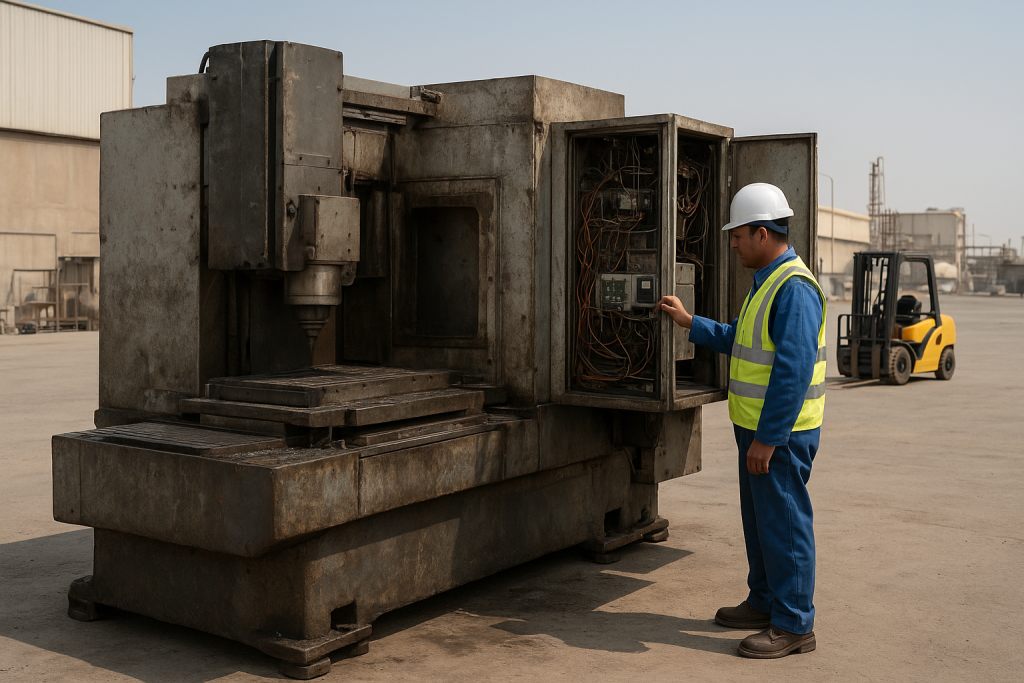 Obsolete machining center prepared for CNC machine scrap buyer Dammam collection