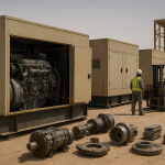 Industrial diesel generators and metal components prepared for generator recycling Dammam