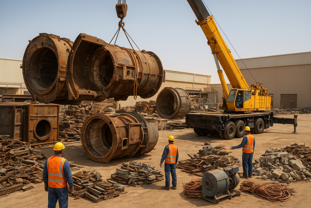 Dismantled steel furnace sections prepared for industrial furnace scrap removal Dammam