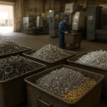 Sorted steel and aluminum turnings for metal shavings recycling Dammam at a machine shop