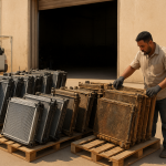 Sorted aluminum and copper-brass radiators prepared for radiator scrap buyer Dammam collection