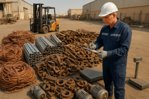 Sorted commercial metals assessed for scrap metal valuation Dammam at an industrial site