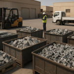 Business zinc offcuts prepared for zinc scrap buyer Dammam collection at an industrial site