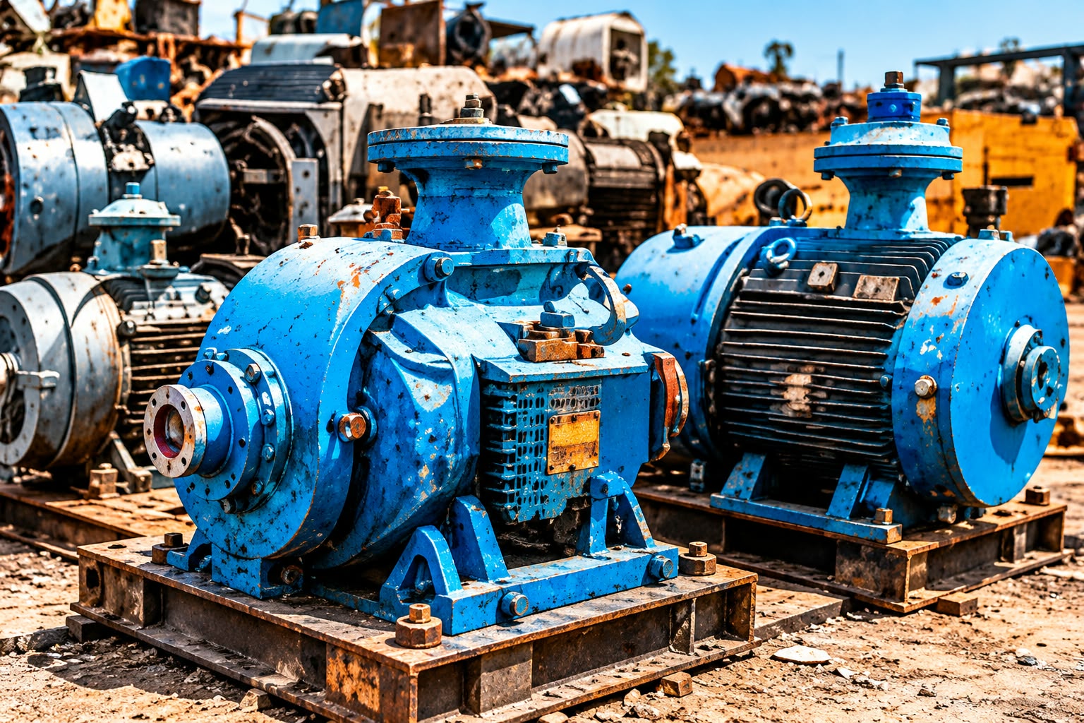 Blue pumps and electric motors for recycling