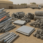 Sorted aluminum profiles illustrating aluminium scrap price Saudi Arabia factors in a Dammam industrial setting