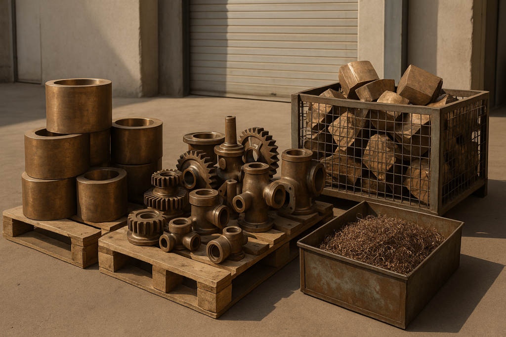 Sorted industrial bronze components prepared for a bronze scrap buyer Dammam collection