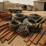 Sorted copper cables, pipes and busbars representing copper scrap price Saudi Arabia factors