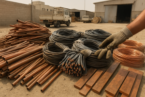 Sorted copper cables, pipes and busbars representing copper scrap price Saudi Arabia factors