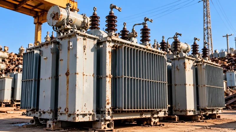Distribution Transformer Scrap in Dammam Distribution transformers ready for material assessment