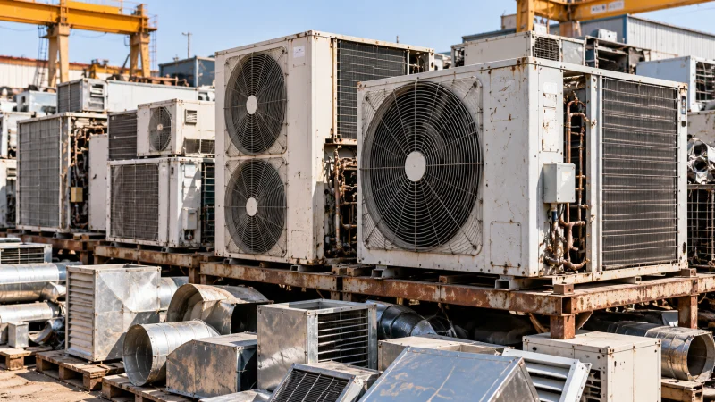 Disconnected air conditioning units offered for scrap assessment