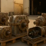 Obsolete cast-iron units prepared for industrial gearbox recycling Dammam at an industrial site