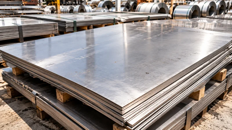 Stacked stainless steel sheet illustrating the SS 430 category
