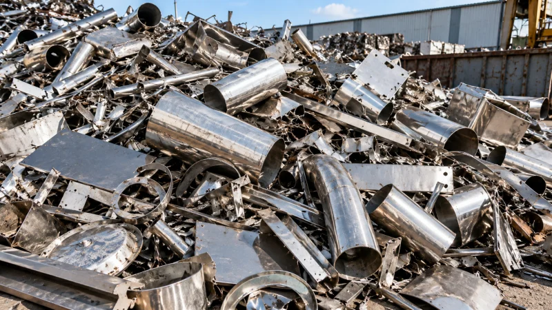 Mixed stainless steel tubes and fabricated metal offcuts