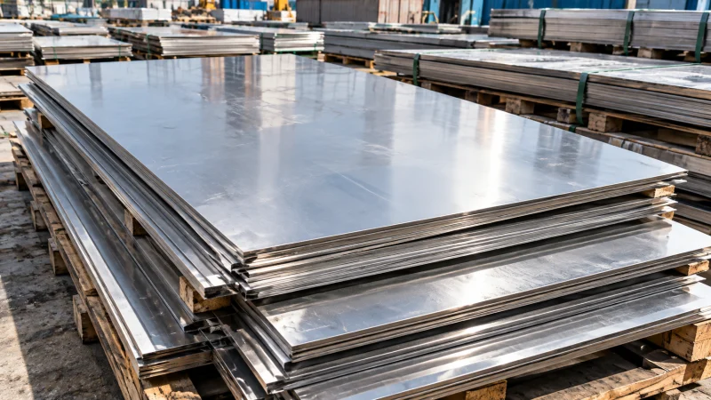 Stacked stainless steel sheets and plate offcuts