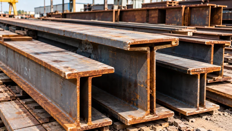 Steel beams and structural sections offered as demolition scrap